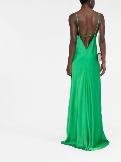Shop Victoria Beckham Plunging V-back Maxi Dress In Green