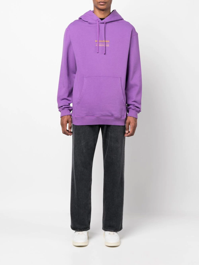 Shop Maharishi Logo-embroidered Organic Cotton Hoodie In Violett