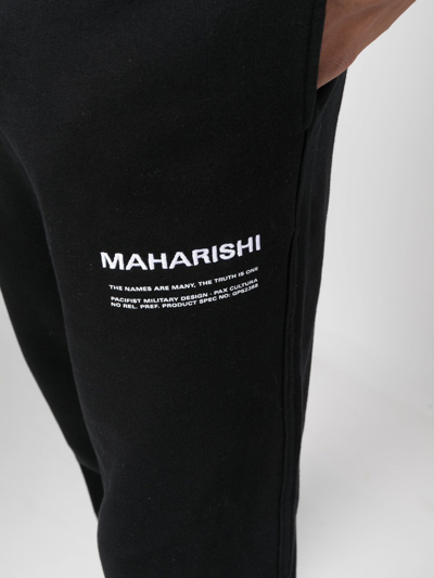 Shop Maharishi Logo-embroidered Organic Track Pants In Schwarz