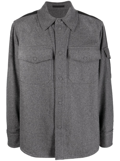 Shop Helmut Lang Button-up Long-sleeve Shirt In Grau