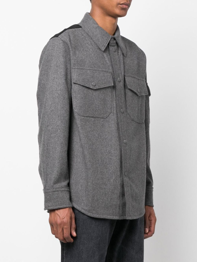Shop Helmut Lang Button-up Long-sleeve Shirt In Grau