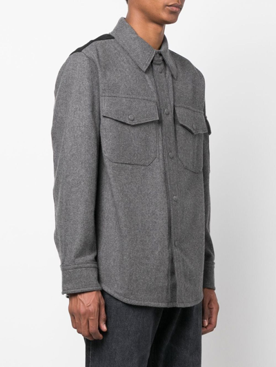 Helmut Lang Button-up Long-sleeve Shirt In Grau