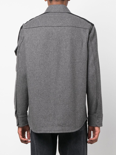 Shop Helmut Lang Button-up Long-sleeve Shirt In Grau