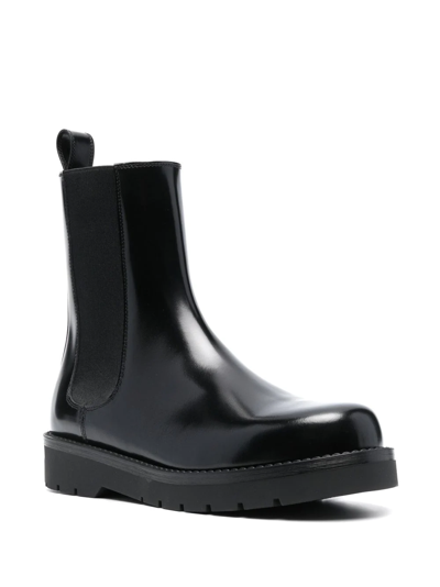 Shop Valentino Leather Chelsea Boots In Schwarz