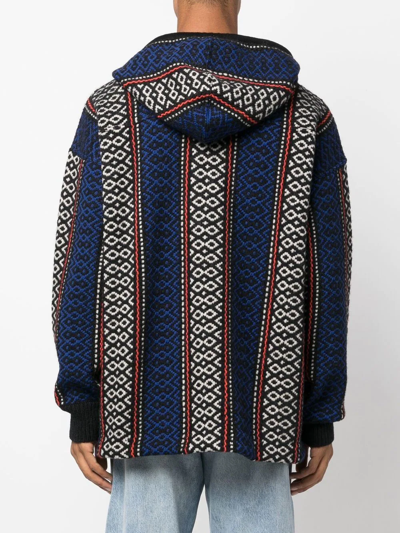 Off-white Geometric-patterned Alpaca-blend Hoodie In Schwarz