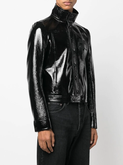 Courrèges Logo Embroidered Coated Cotton Jacket In Schwarz