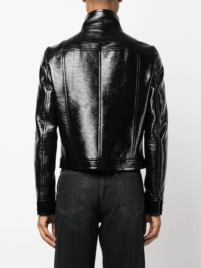 Shop Courrèges Logo-patch Faux Leather Jacket In Schwarz