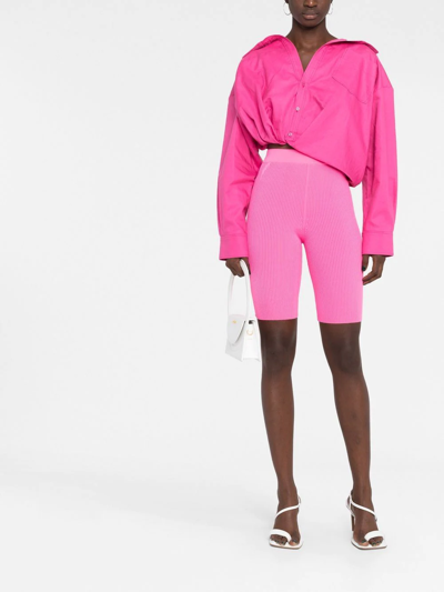 Shop Jacquemus La Chemise Mejean Tucked Blouse In Pink