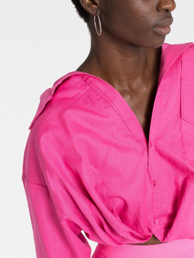 Jacquemus La Chemise Mejean Tucked Blouse In Pink