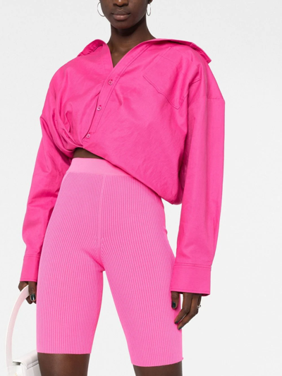 Jacquemus La Chemise Mejean Tucked Blouse In Pink