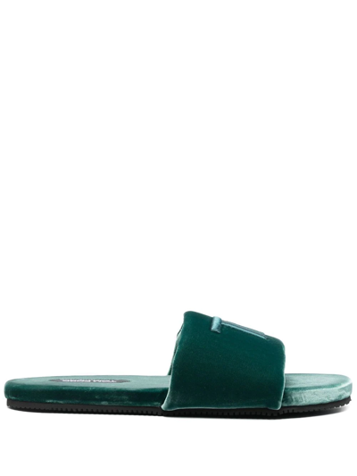 Shop Tom Ford Monogram Velvet Sandals In Grün