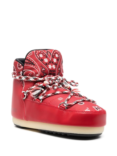 Alanui X Moon Boot Bandana-print Snow Boots In Red
