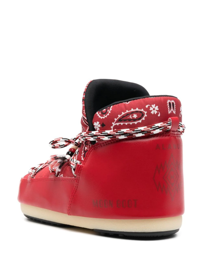 Shop Alanui X Moon Boot Bandana-print Snow Boots In Red