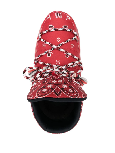 Alanui X Moon Boot Bandana-print Snow Boots In Red