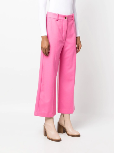 Shop Patou Cropped Flared Trousers In Rosa