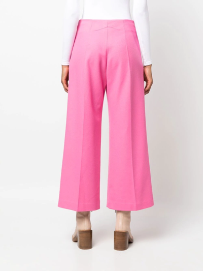 Shop Patou Cropped Flared Trousers In Rosa