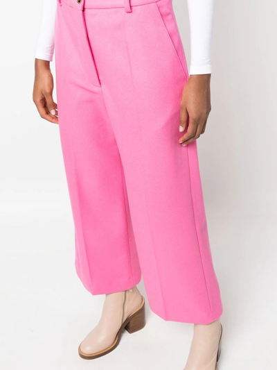 Shop Patou Cropped Flared Trousers In Rosa