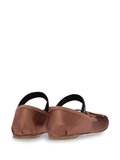 Shop Miu Miu Satin Slip-on Ballerina Shoes In Braun