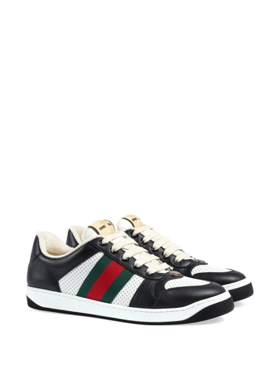 Shop Gucci Screener Lace-up Sneakers In Schwarz