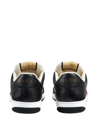 Shop Gucci Screener Lace-up Sneakers In Schwarz