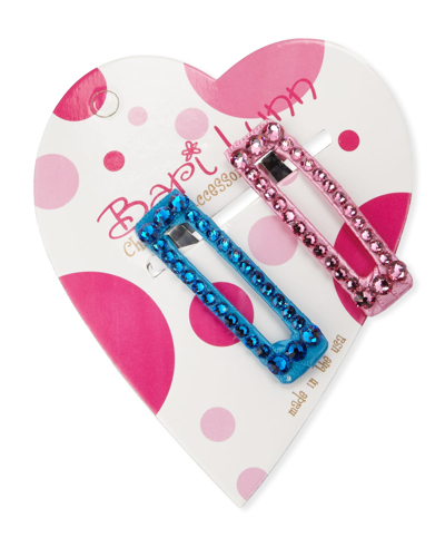 Shop Bari Lynn Aqua & Pink Crystal Hair Clip Set In Aqua/pink