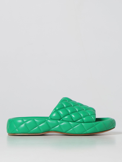 Bottega Veneta Padded Leather Flat Sandals In Green