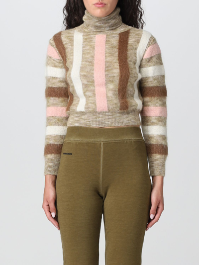 Dsquared2 Striped Crop Jumper In Fuchsia