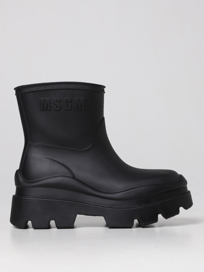 Shop Msgm Flat Ankle Boots  Woman Color Black