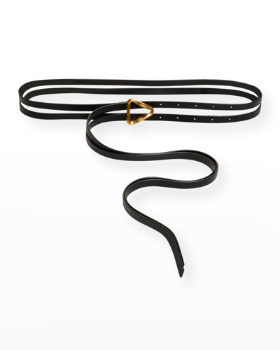 Shop Bottega Veneta Grasp Double Strap Leather Belt In Black / Gold
