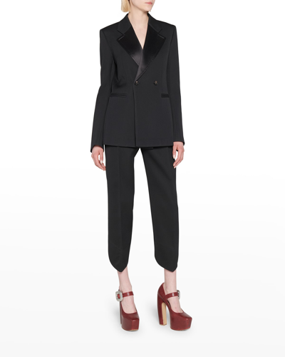 Shop Bottega Veneta Compact Wool Two-button Blazer Jacket In Nero