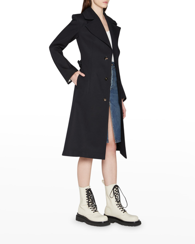 Shop Bottega Veneta Belted Cotton Canvas Trench Coat In Ciel