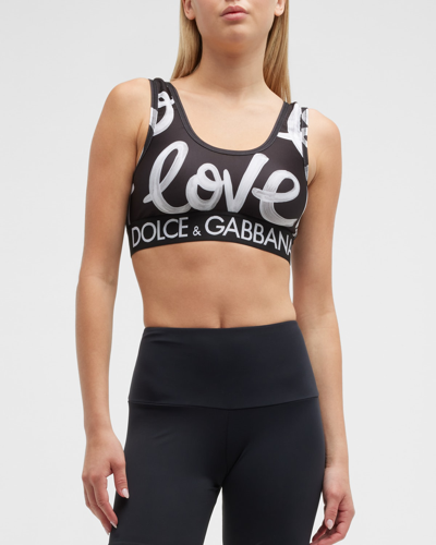 Shop Dolce & Gabbana Dg Love Yourself Sports Bra