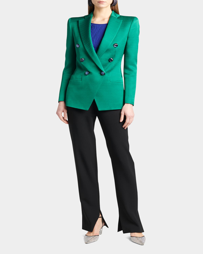 Giorgio Armani Quilted Double-breasted Blazer Jacket In Green | ModeSens