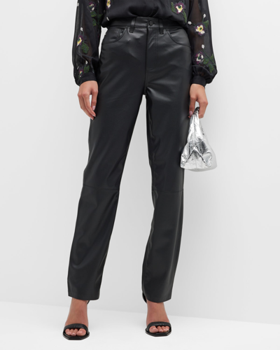 Shop Ag Alexxis Straight Vegan Leather Pants In Super Black