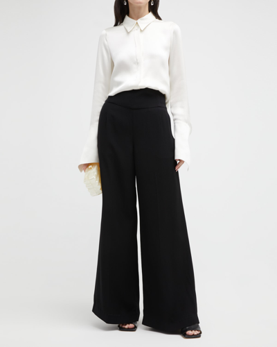 Shop Bite Studios The Fitted Trouser Mid-rise Wide-leg Trousers In Black