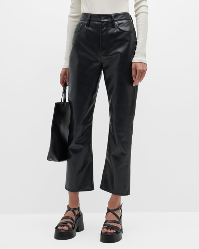 Shop Citizens Of Humanity Isola Leather Bootcut Ankle Pants In Black