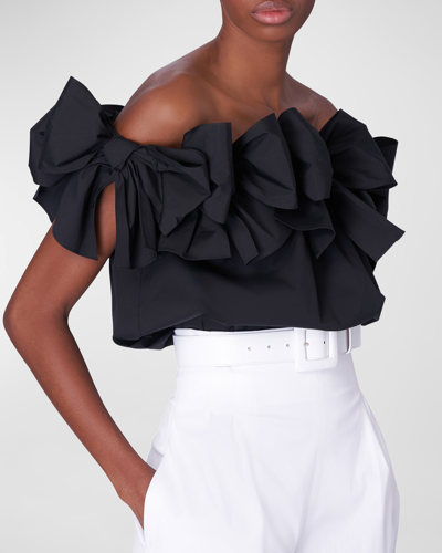 Shop Carolina Herrera Bow Off-the-shoulder Top In Black