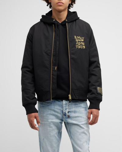 Shop Ksubi Men's Embroidered Bomber Jacket In Black