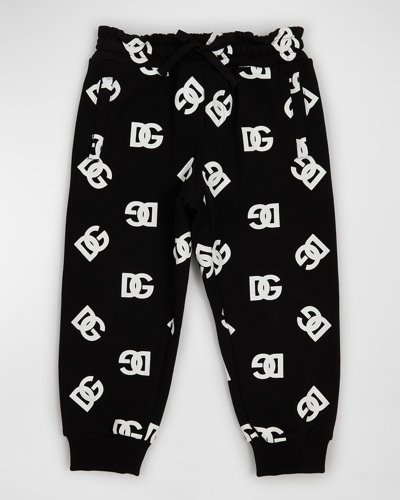 Shop Dolce & Gabbana Kid's Scattered Logo Joggers In Print White