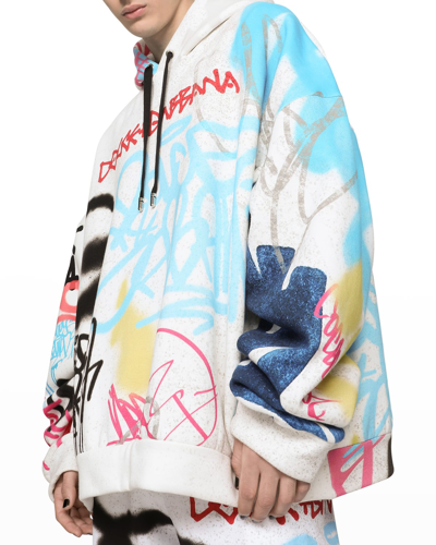 Shop Dolce & Gabbana Men's Oversized Graffiti-print Hoodie