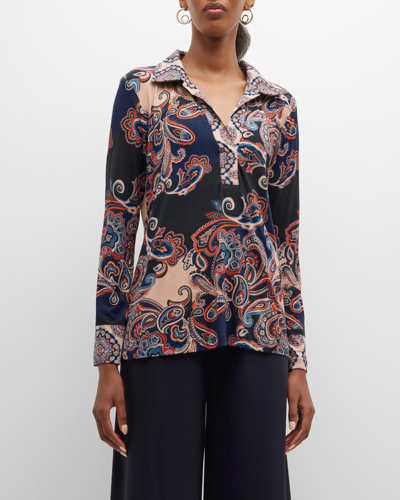 Shop Johnny Was Fall Paisley Printed Swing Polo In Multi