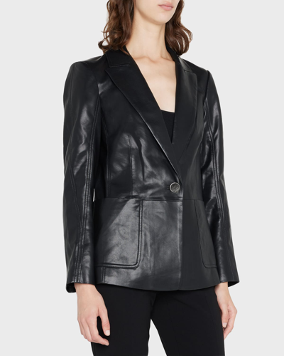 Shop Kobi Halperin Benji Single-button Faux-leather Jacket In Black