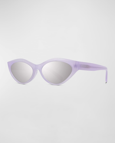Shop Givenchy Mirrored Acetate Cat-eye Sunglasses In Shiny Lilac