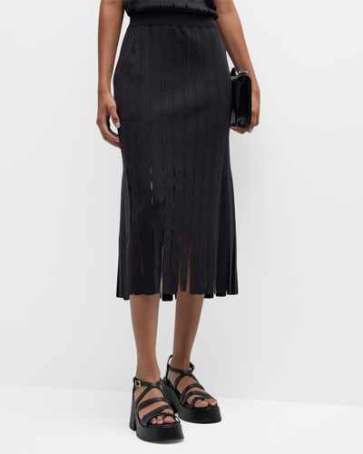 Shop Aeron Artic Fringe Pull-on Midi Skirt In Graphite
