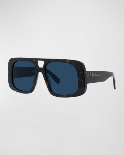 Stella Mccartney Oversized Logo Acetate Aviator Sunglasses In Brown |  ModeSens