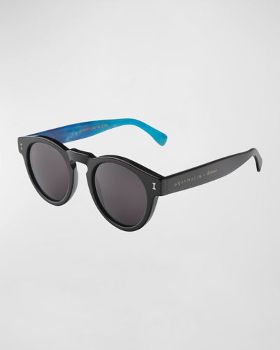 Shop Illesteva X Gray Malin The Ocean Leonard Round Acetate Sunglasses