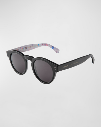Shop Illesteva X Gray Malin Beach Leonard Round Acetate Sunglasses In The Beach Leonard