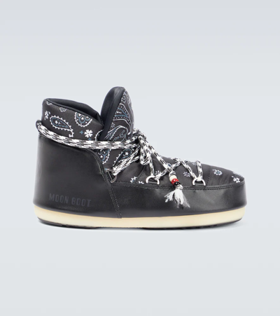 Alanui Moon Boot Full Moon Bandana-print Shell And Faux Leather Boots In Black Mult