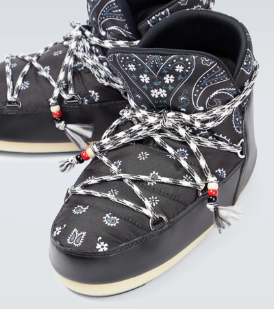 Alanui Moon Boot Full Moon Bandana-print Shell And Faux Leather Boots In Black Mult