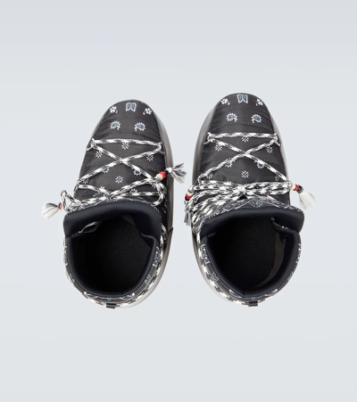 Alanui Moon Boot Full Moon Bandana-print Shell And Faux Leather Boots In Black Mult